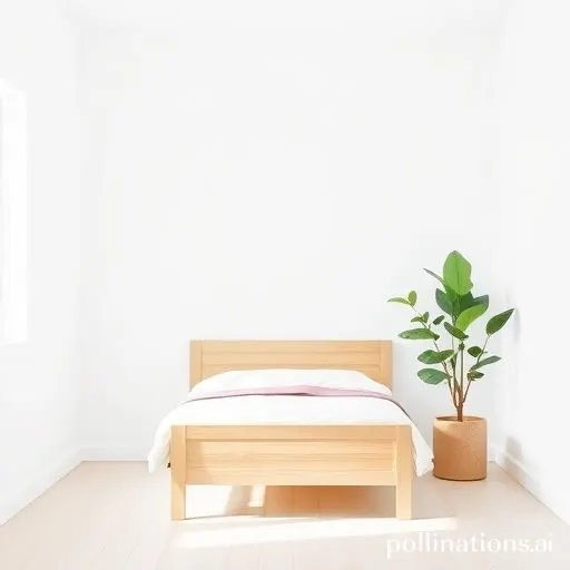 Chambre minimaliste avec lit, table de nuit et plantes