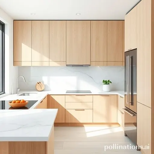 Cuisine minimaliste avec plans de travail dégagés et rangements optimisés