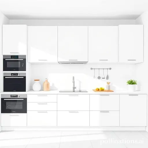 Cuisine minimaliste avec des éléments blancs et des lignes épurées