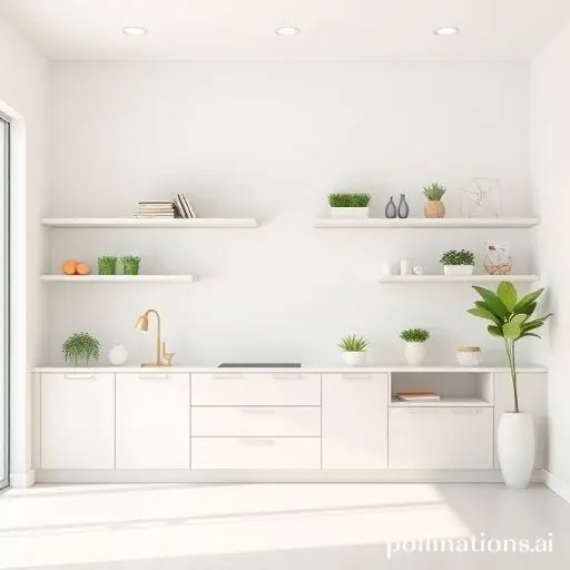 Intérieur minimaliste avec meubles fonctionnels et espaces de rangement optimisés