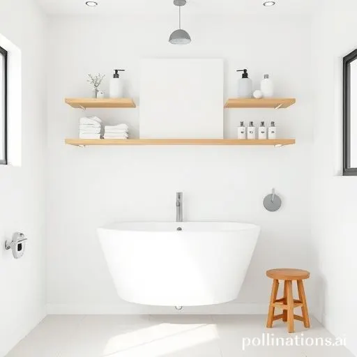 Salle de bain minimaliste avec des produits de toilette essentiels et bien organisés
