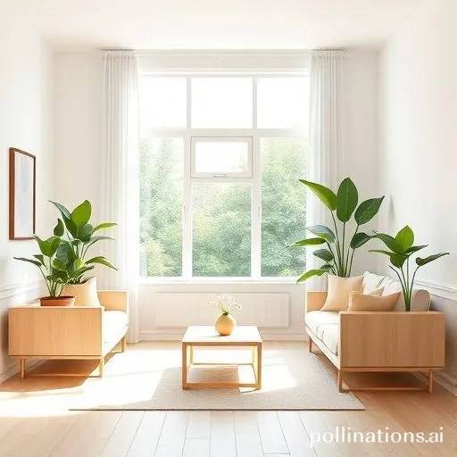 Un intérieur épuré avec des plantes vertes et des meubles en bois clair