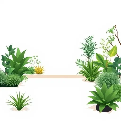 Jardin minimaliste avec des plantes soigneusement disposées et des lignes épurées