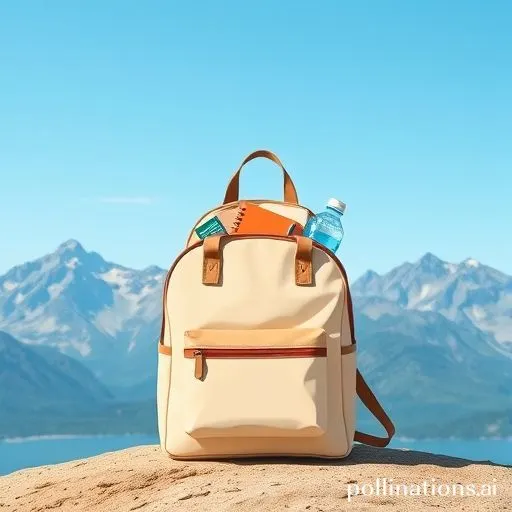 Un sac à dos léger posé sur un fond de paysage naturel, symbolisant le voyage minimaliste.