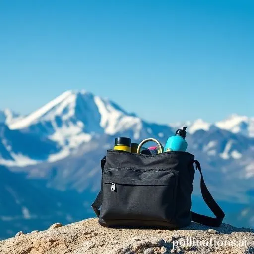 Un sac à dos minimaliste posé sur un fond de paysage de montagne